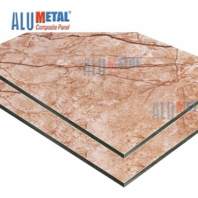 Mur extérieur du panneau composé en aluminium 3D couvert par modèle de marbre de Brown