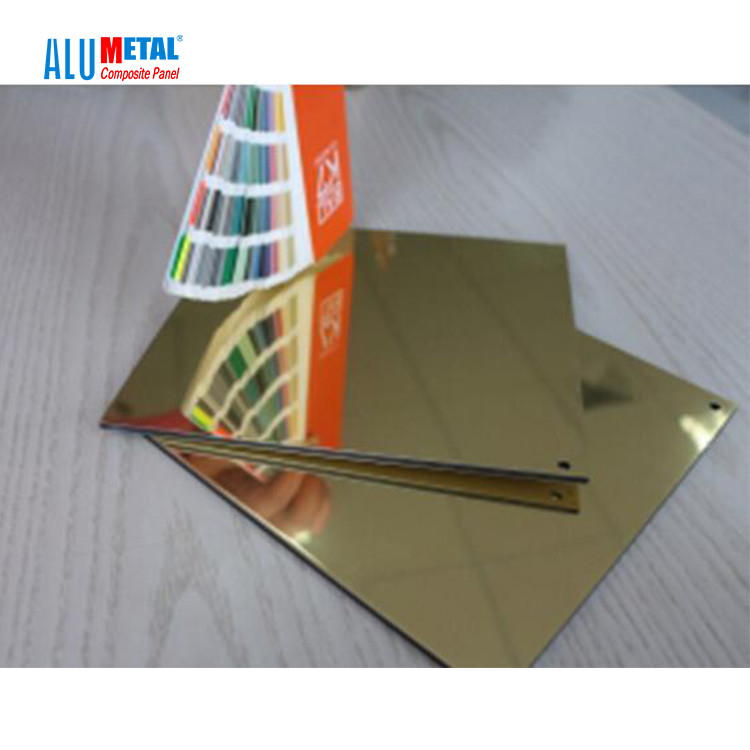 Mur interne de miroir du panneau 2440mm ACM de noyau composé en aluminium d'or de LDPE