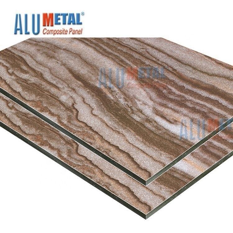 Odm composé en aluminium de marbre en plastique 6mm en bois de revêtement de mur extérieur de panneau de 0.08mm